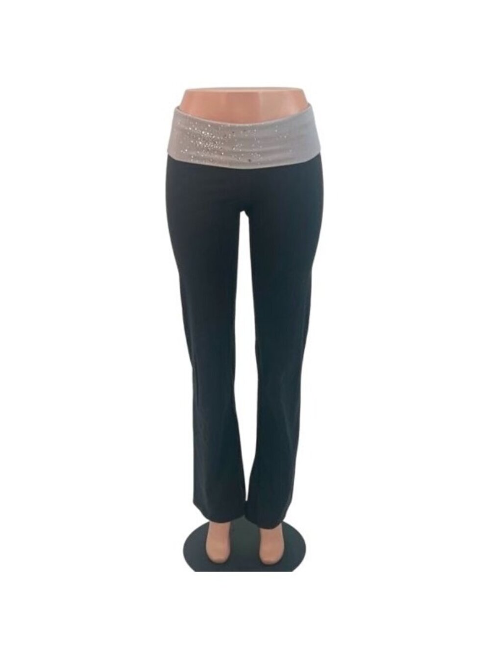 VTG Victoria’s Secret Rhinestone Embellished Fold Over Boot Cut Leggings M | Y2K - Picture 2 of 9